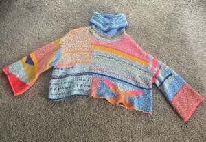 Sincerely Jules Patchwork Cropped Turtleneck Sweater XS
